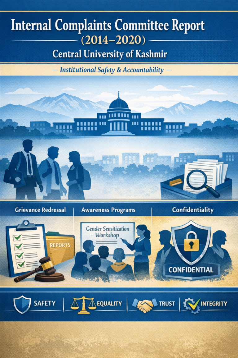 Internal Complaints Committee Report (2014–2020): Central University of Kashmir – A Review of Institutional Safety and Accountability